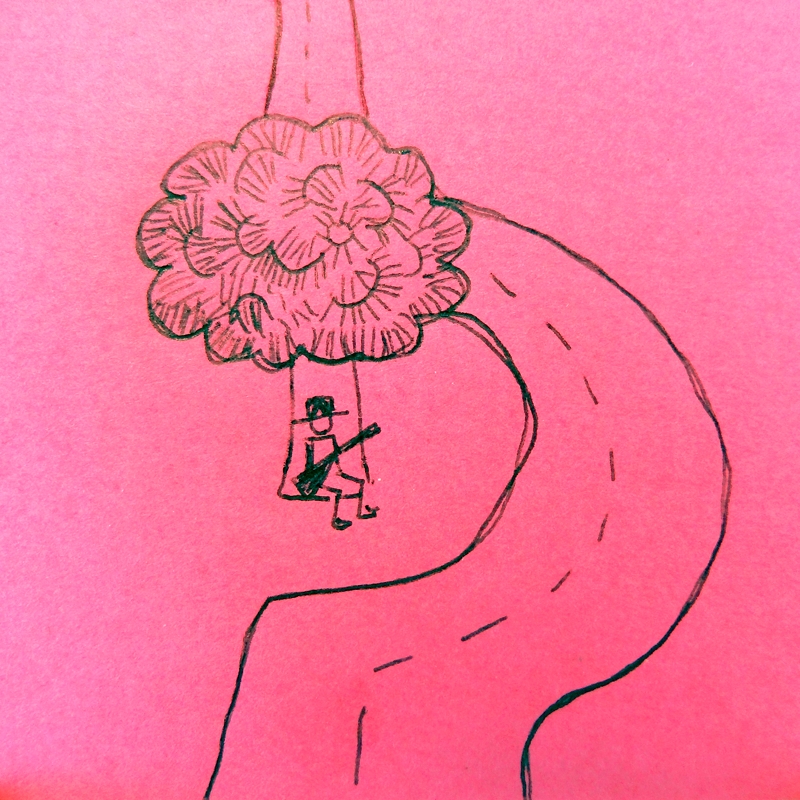 Tate Kuru, a Tree and the road - Sketch